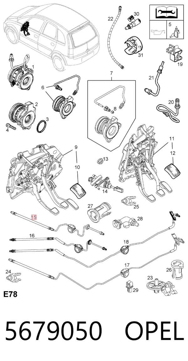 Mangueira de embraiagem 5679050 Opel