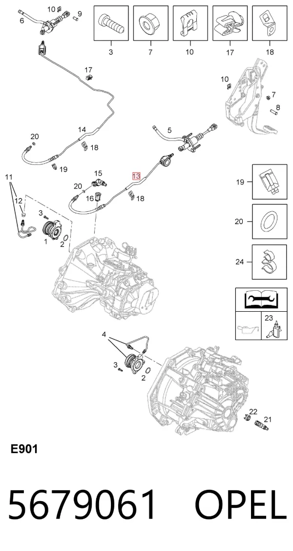 Mangueira de embraiagem 5679061 Opel