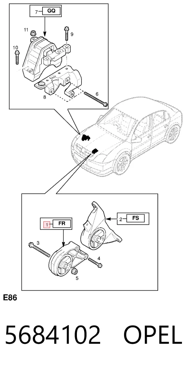 Coxim (suporte) dianteiro de motor 5684102 Opel