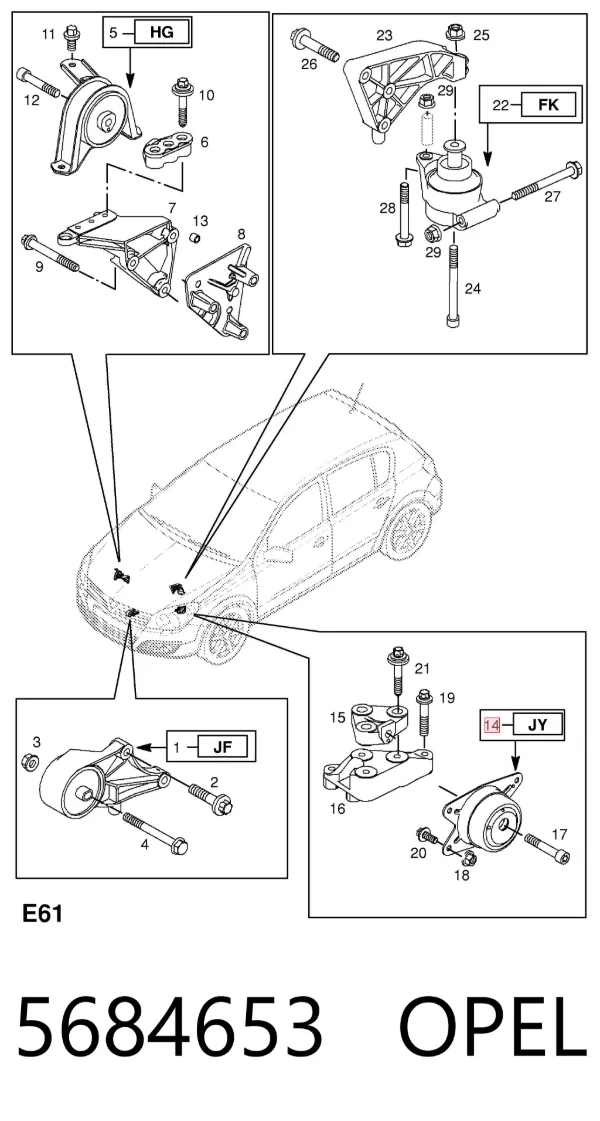 Coxim (suporte) esquerdo de motor 5684653 Opel