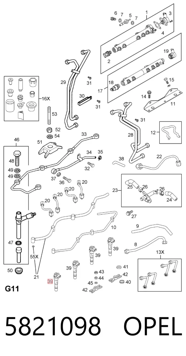 Injetor de injeção de combustível 5821098 Opel