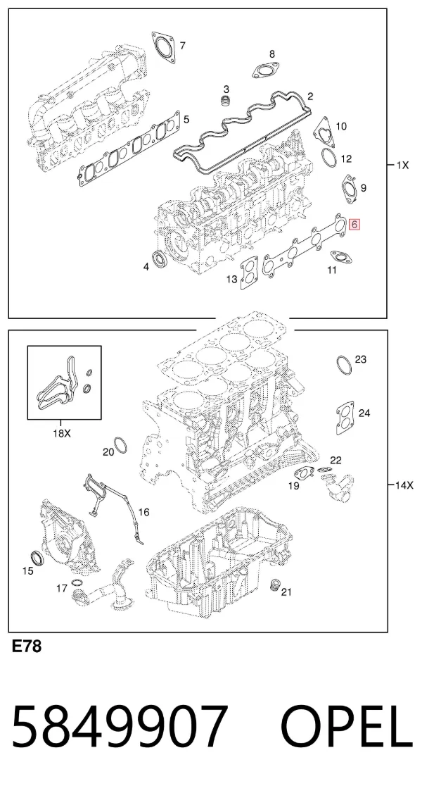 Vedante de tubo coletor de escape 5849907 Opel