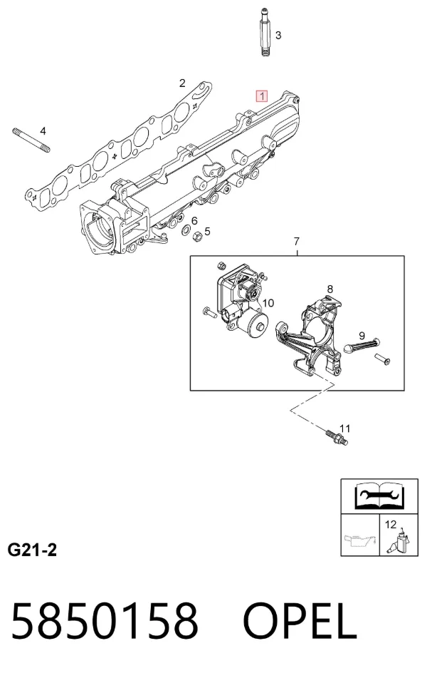 Tubo coletor de admissão 5850158 Opel