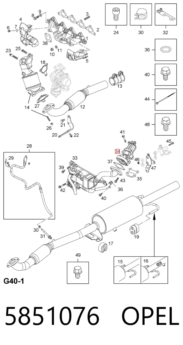 Válvula EGR de recirculação dos gases 5851076 Opel
