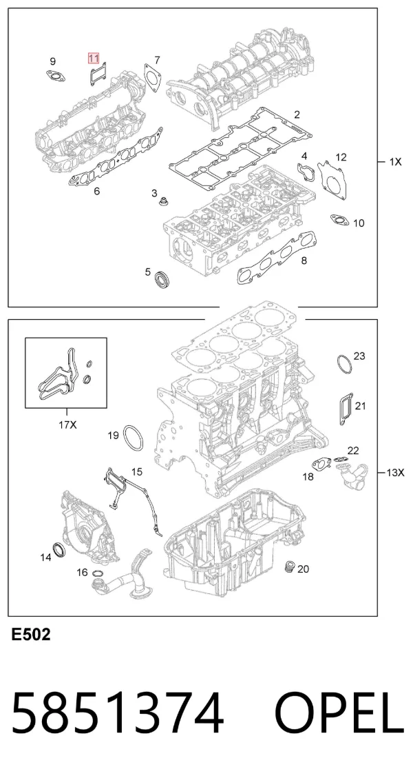 Vedante de válvula EGR de recirculação 5851374 Opel
