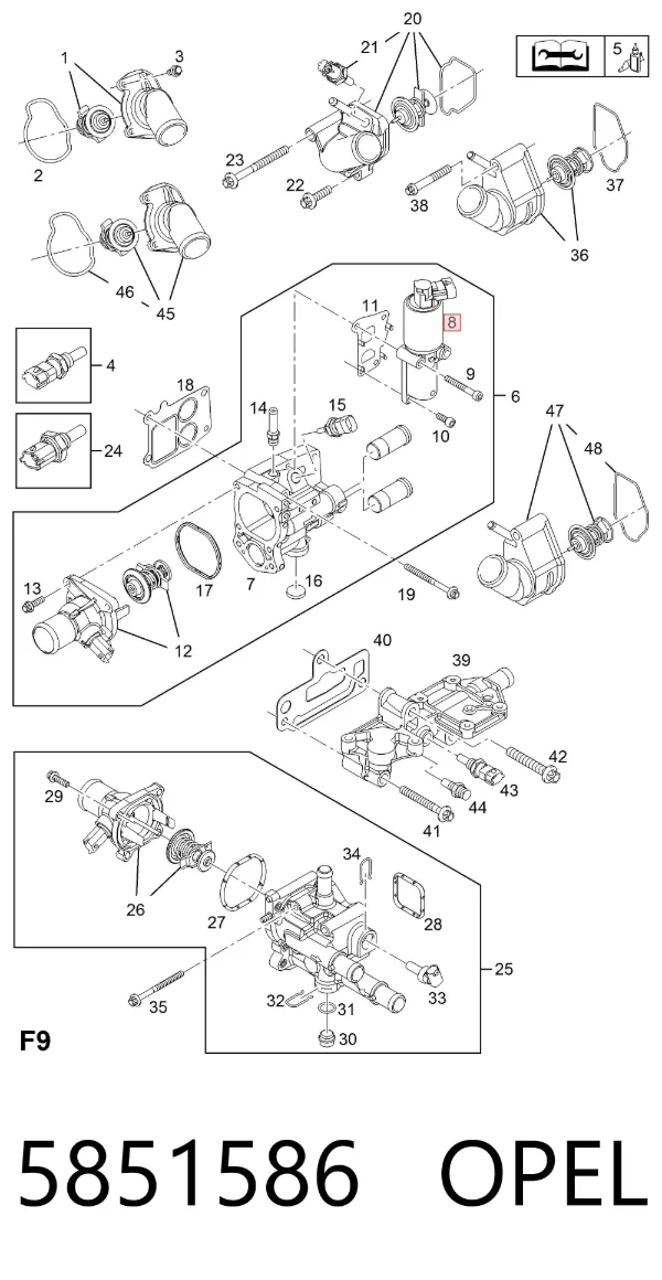 Válvula EGR de recirculação dos gases 5851586 Opel