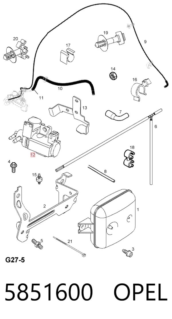 Convertidor de pressão (solenoide) de supercompressão 5851600 Opel
