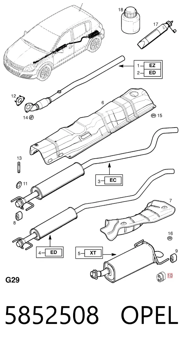 Coxim de fixação do silenciador 5852508 Opel