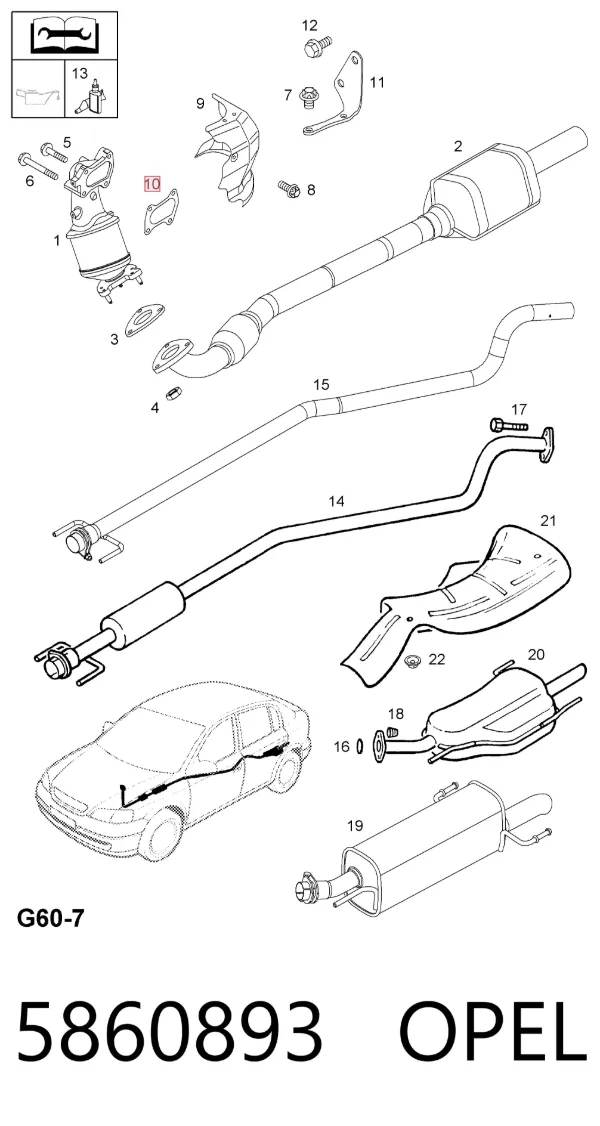 Vedante de tubo de admissão do silenciador 5860893 Opel