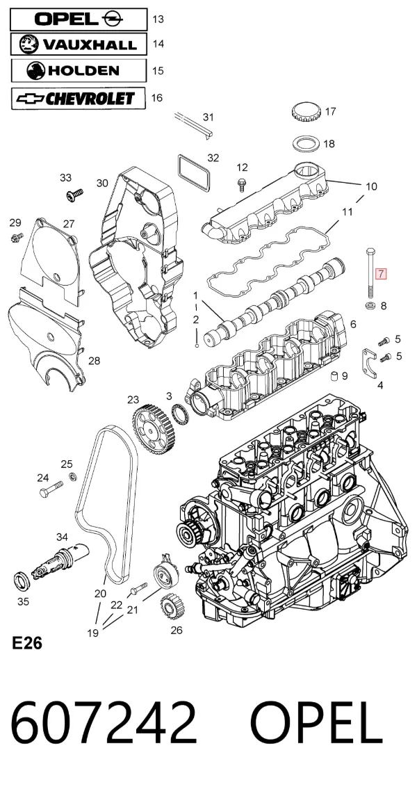 Parafuso de cabeça de motor (CBC) 607242 Opel
