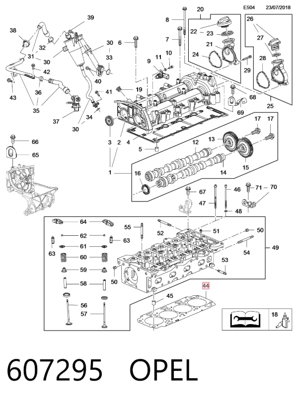 Vedante de cabeça de motor (CBC) 607295 Opel
