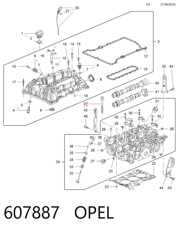 Parafuso de cabeça de motor (CBC) 607887 Opel