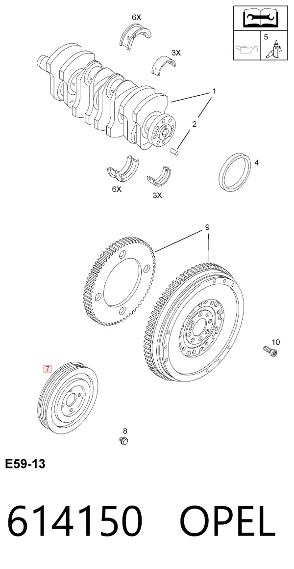 Polia de cambota 614150 Opel