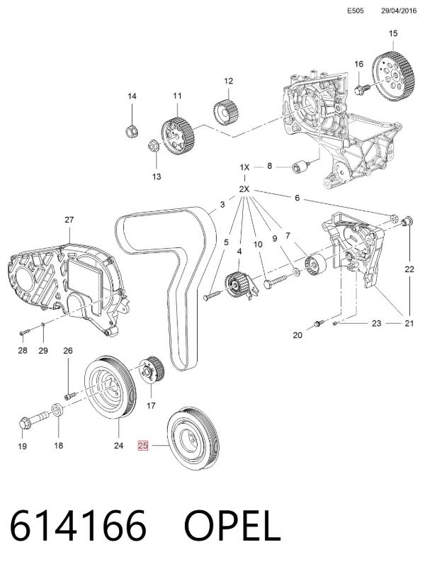 Polia de cambota 614166 Opel