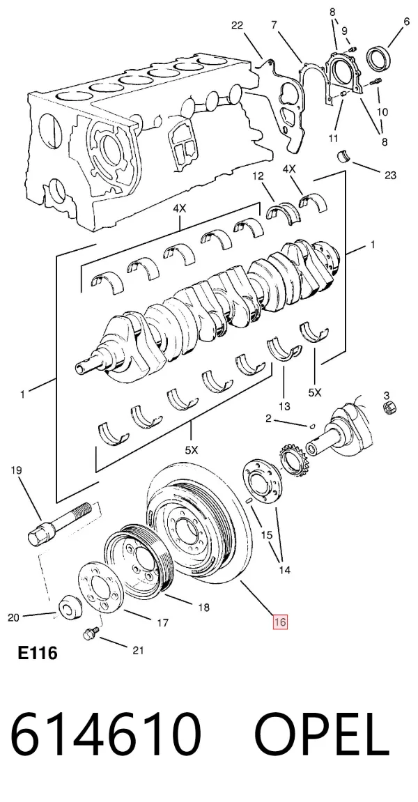 Polia de cambota 614610 Opel