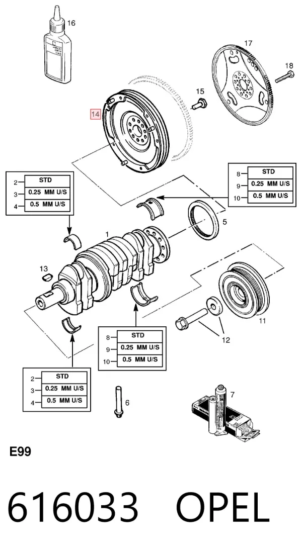 Volante de motor 616033 Opel