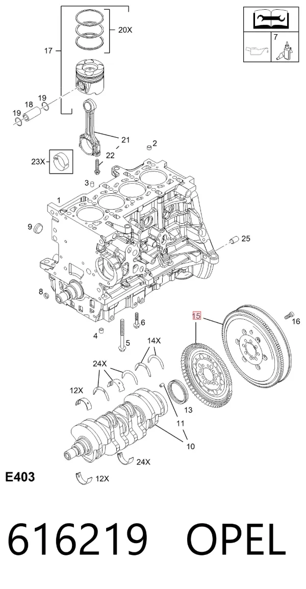 Volante de motor 616219 Opel