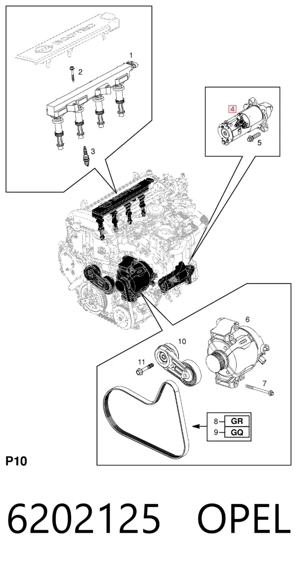 Motor de arranco 6202125 Opel