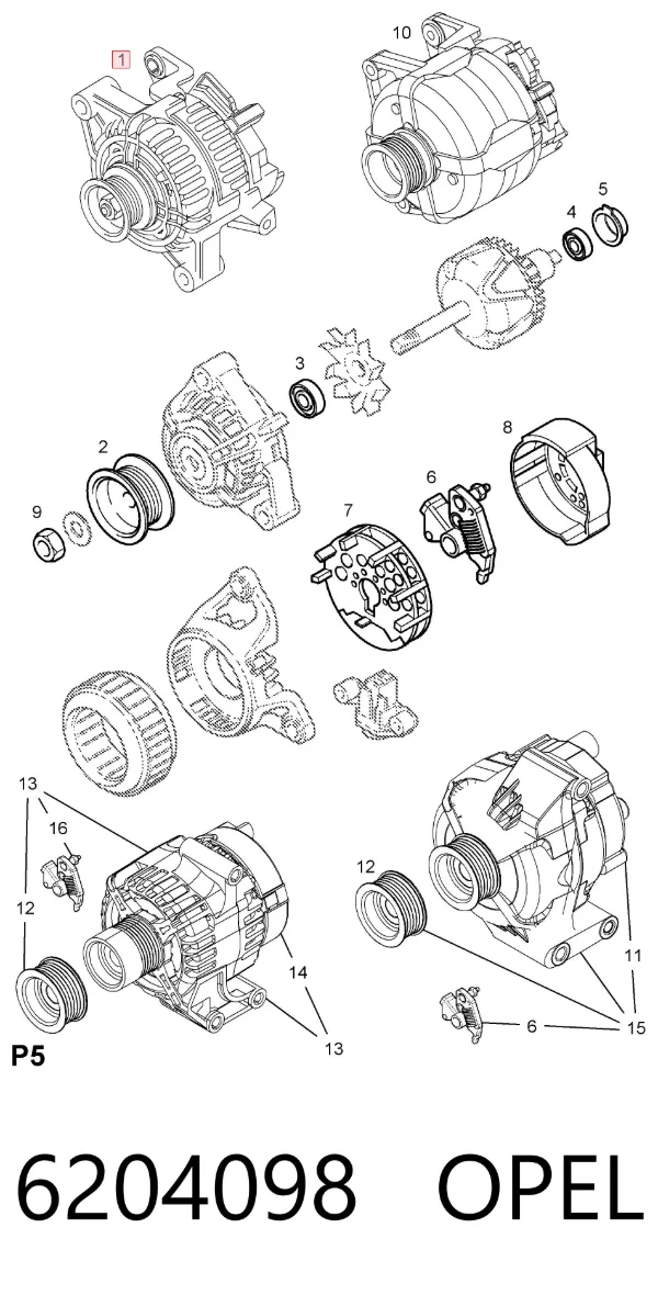 Gerador 6204098 Opel