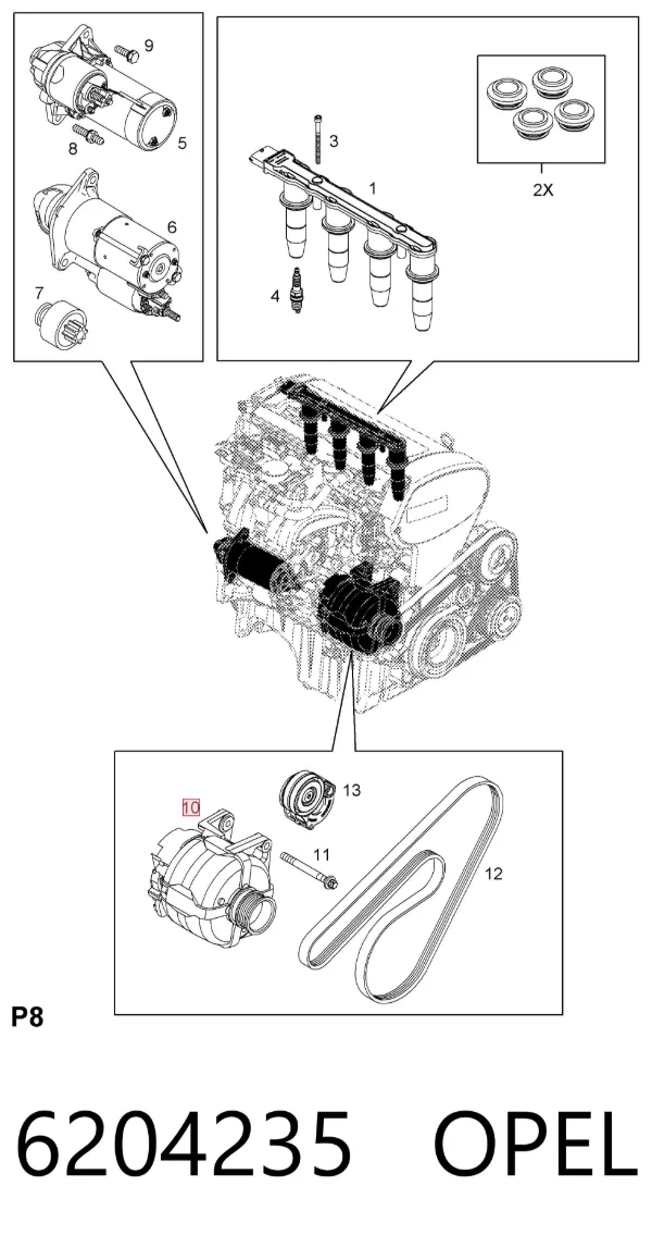 Gerador 6204235 Opel