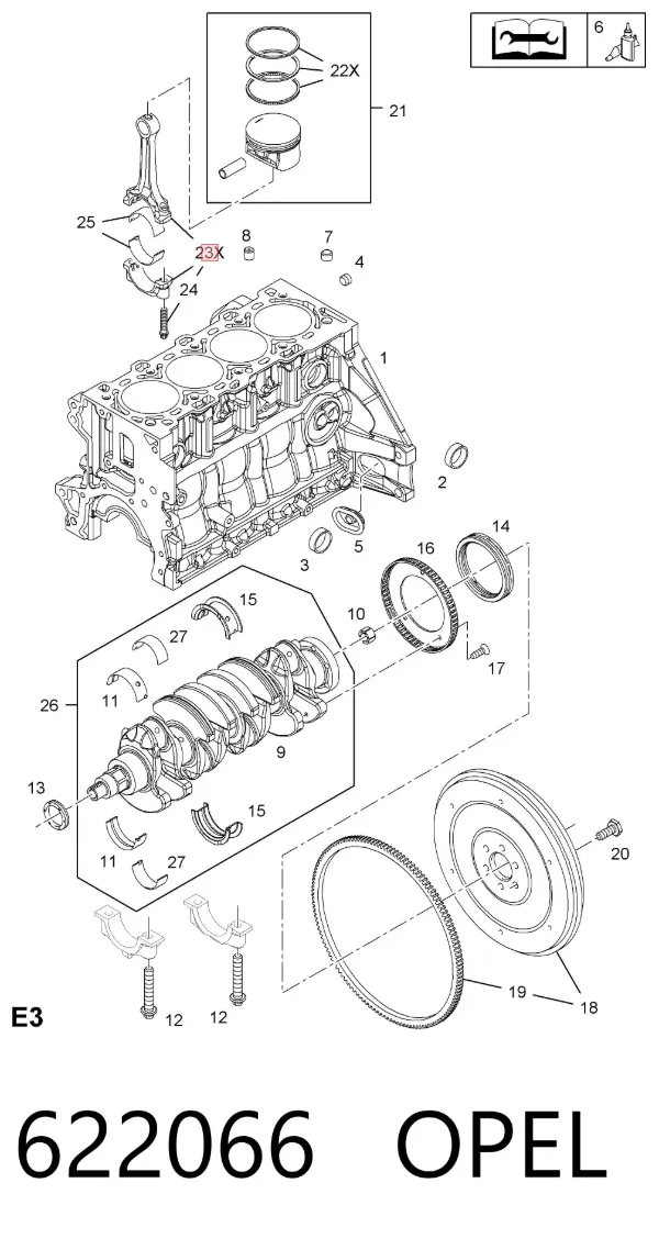 Biela de pistão de motor 622066 Opel