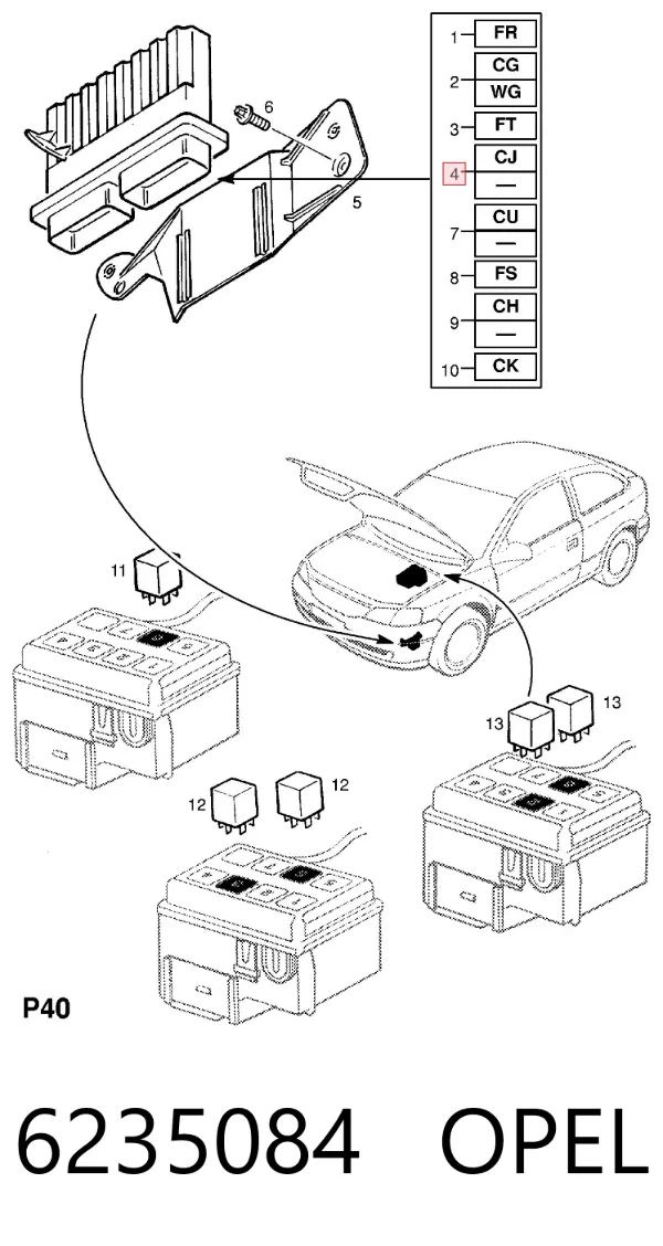Regulador de revoluções de ventilador de esfriamento (unidade de controlo) 6235084 Opel
