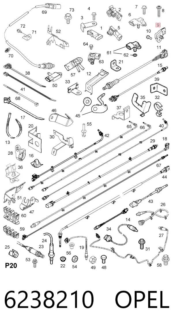 Sensor de pressão no coletor de admissão, MAP 6238210 Opel