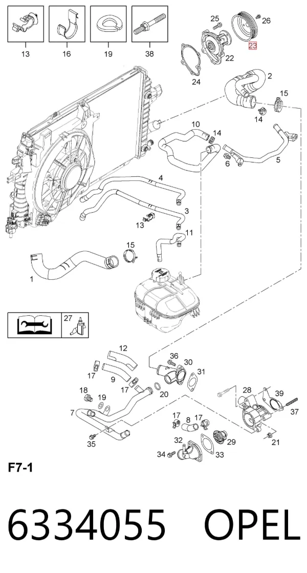 Polia da bomba de água 6334055 Opel