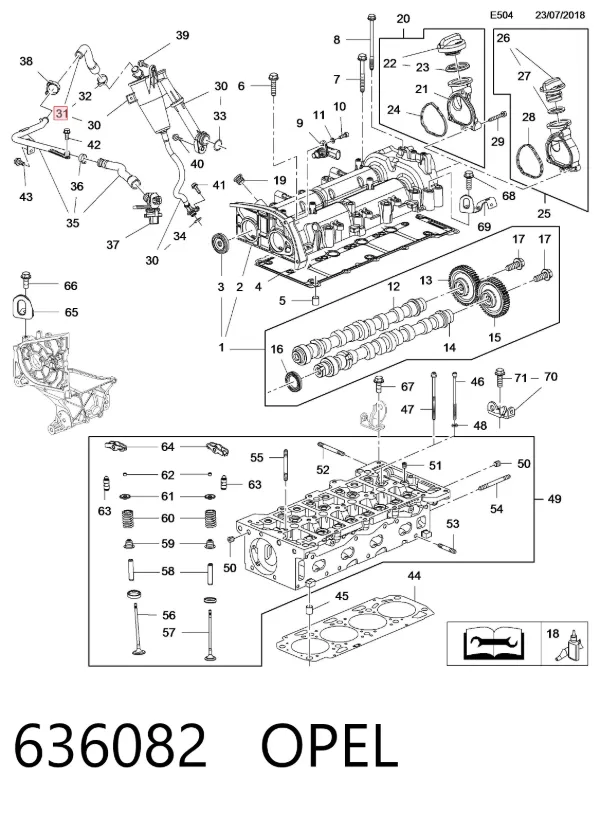 Cano derivado de ventilação de cárter (de separador de óleo) 636082 Opel