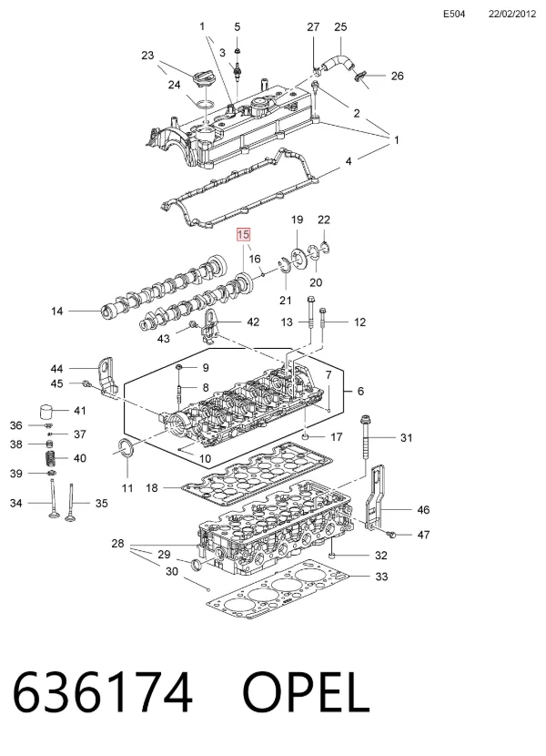 Árvore distribuidora de motor 636174 Opel