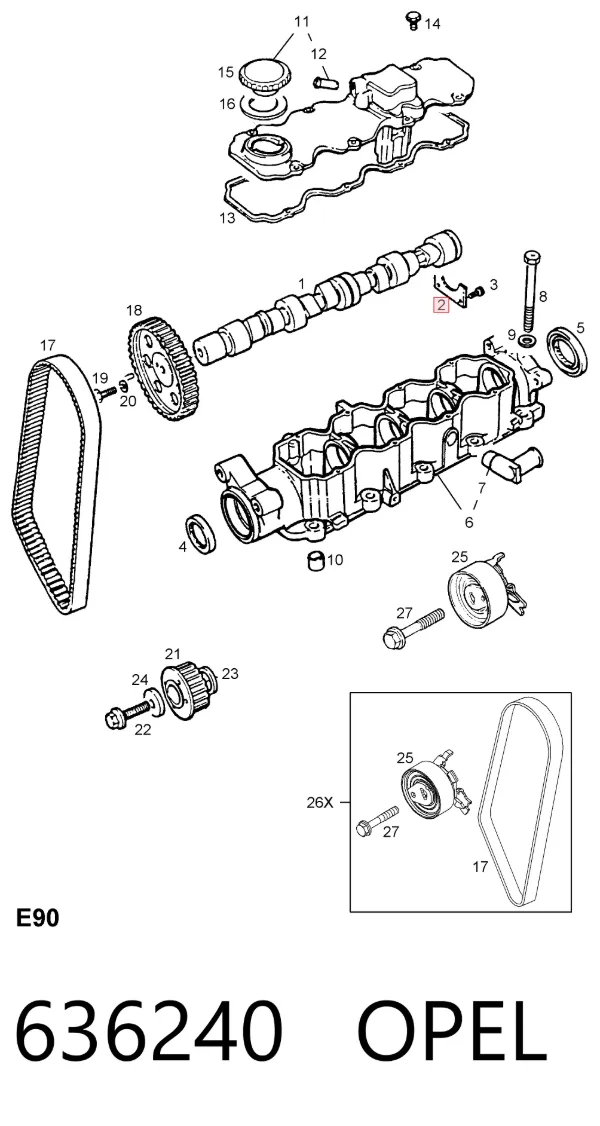 Árvore distribuidora de motor 636240 Opel