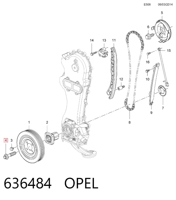 Parafuso de fixação de volante 636484 Opel