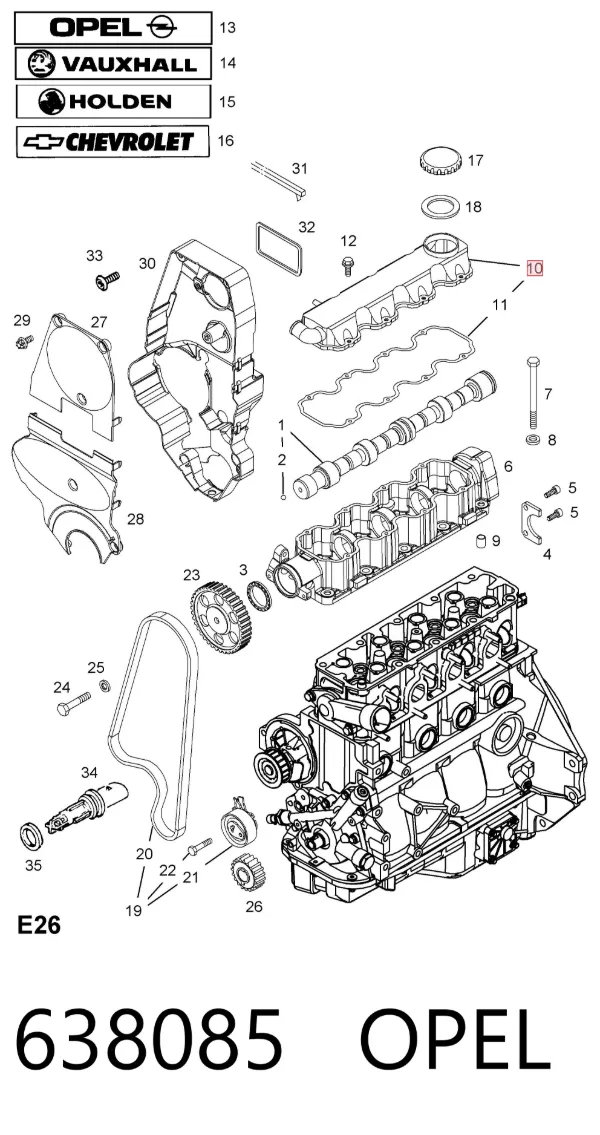 Tampa de válvulas 638085 Opel