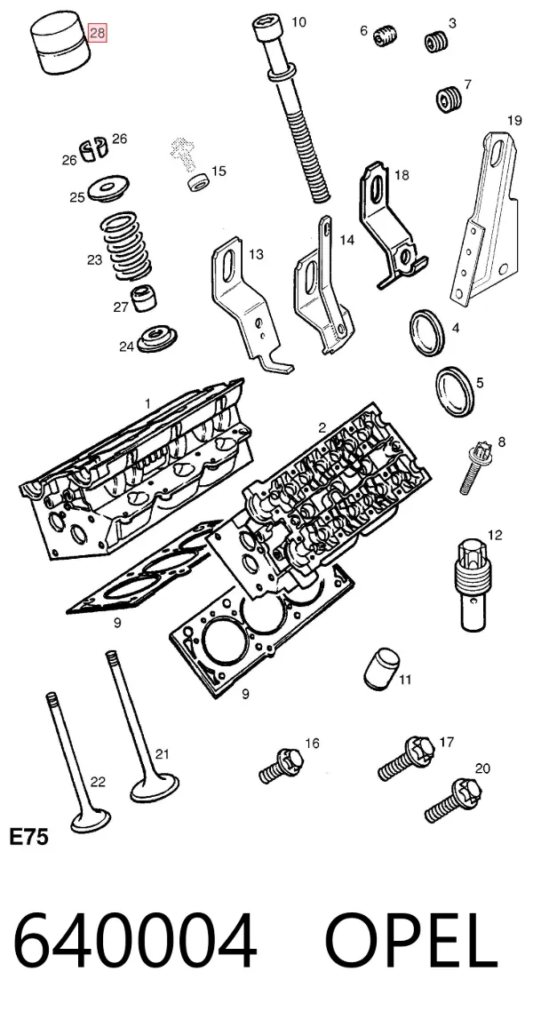 Compensador hidrâulico (empurrador hidrâulico), empurrador de válvulas 640004 Opel