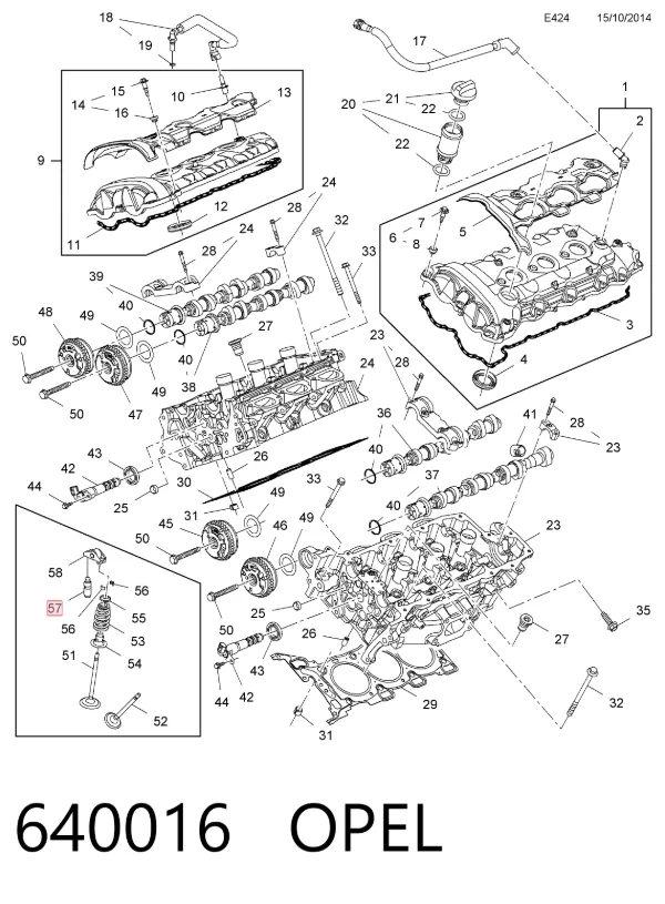 Compensador hidrâulico (empurrador hidrâulico), empurrador de válvulas 640016 Opel