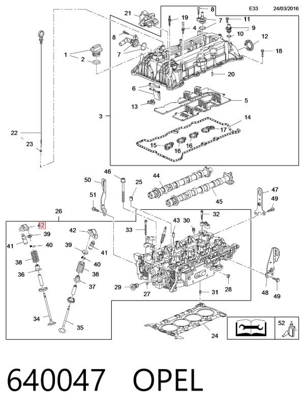 Balanceiro de válvula (balanceiro de válvulas) 640047 Opel