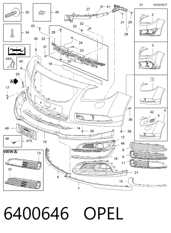 Pára-choque dianteiro 6400646 Opel