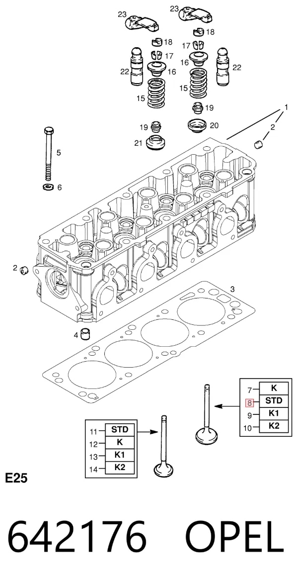 Válvula de admissão 642176 Opel