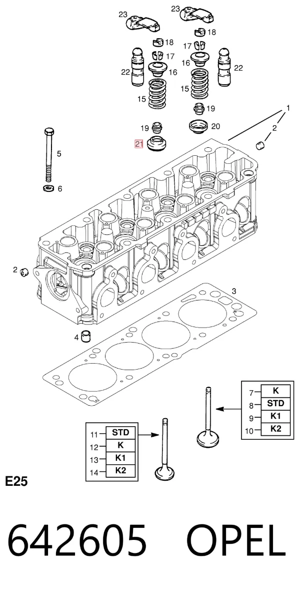 Disco da mola de válvula 642605 Opel