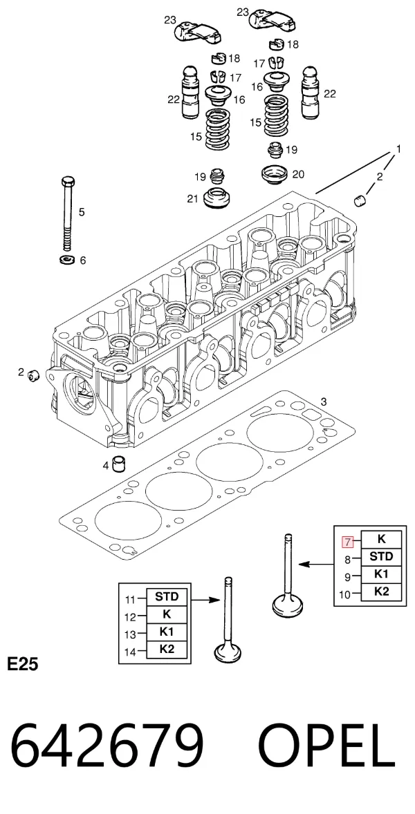 Válvula de admissão 642679 Opel