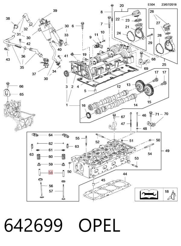 Guia de válvula 642699 Opel
