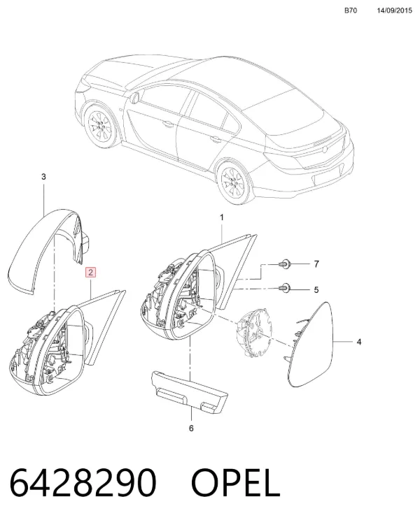 Espelho de retrovisão esquerdo 6428290 Opel
