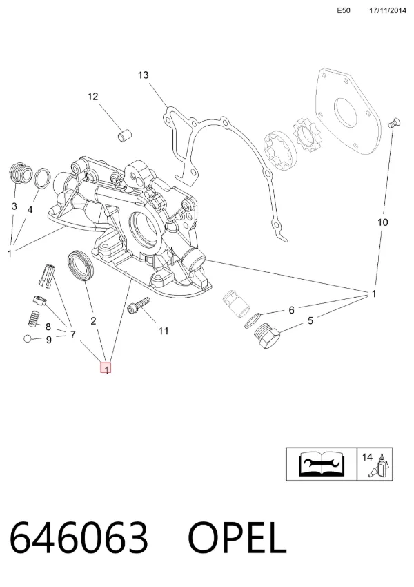 Bomba de óleo 646063 Opel