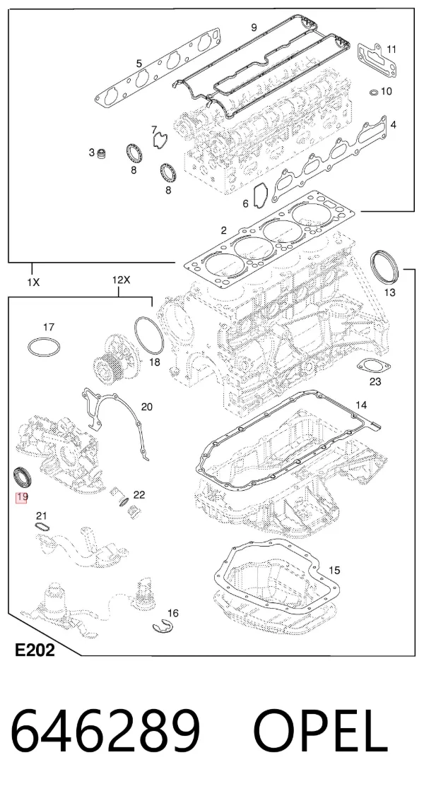 Vedação dianteira de cambota de motor 646289 Opel