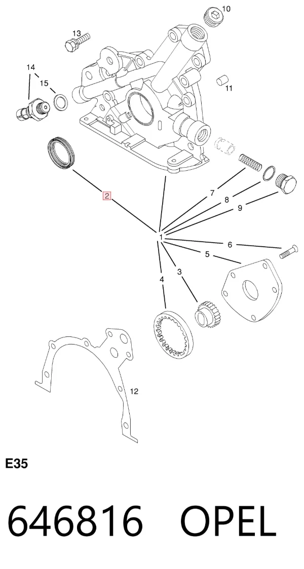 Vedação dianteira de cambota de motor 646816 Opel