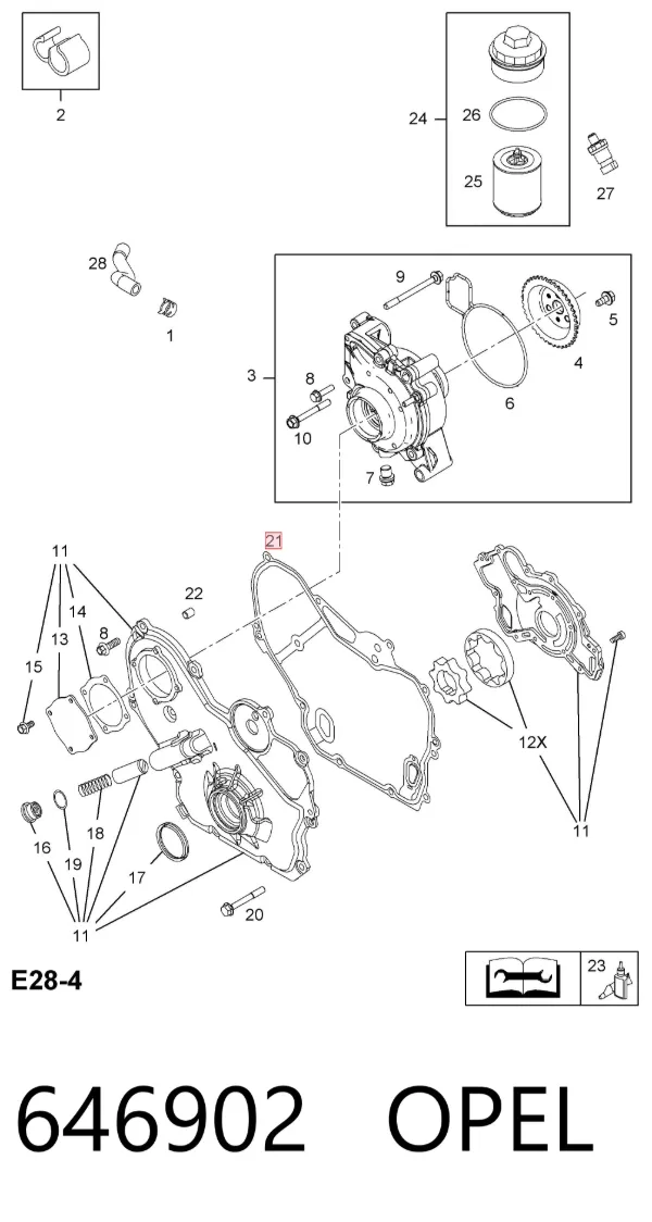 Vedante de bomba de óleo 646902 Opel