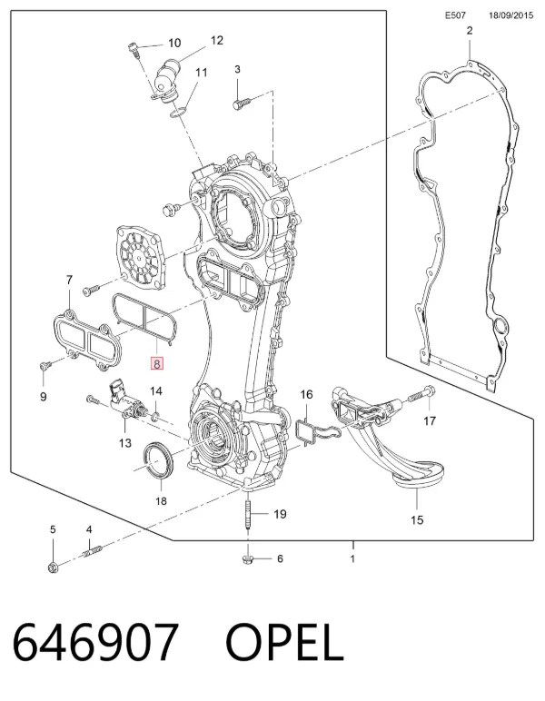 Vedante de bomba de óleo 646907 Opel