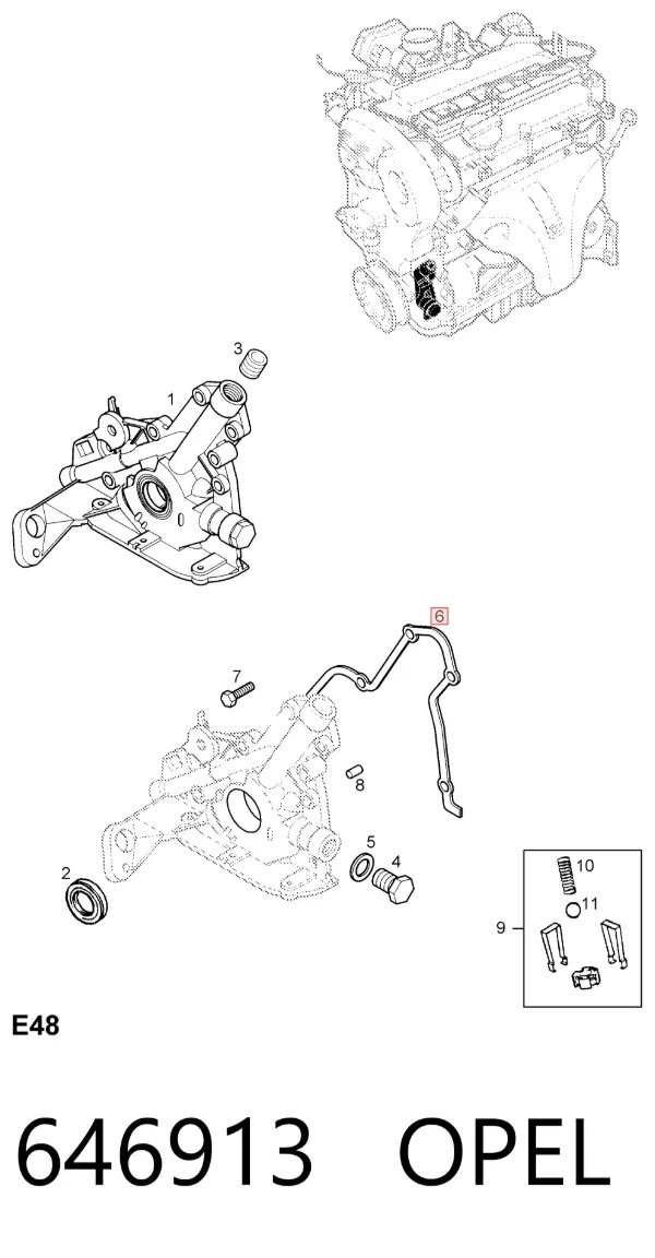 Vedante de bomba de óleo 646913 Opel