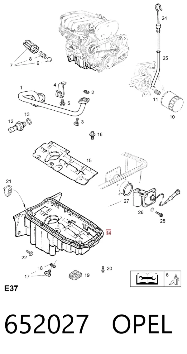 Panela de óleo de cárter do motor 652027 Opel