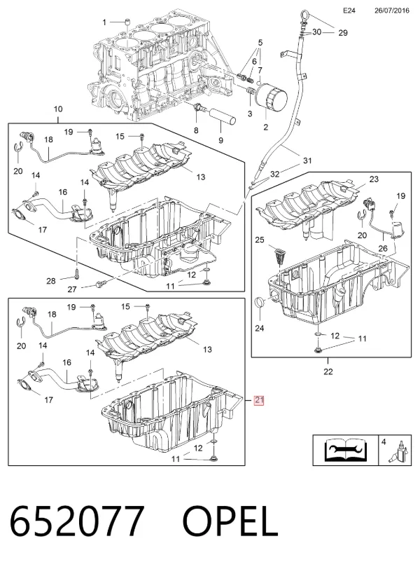Panela de óleo de cárter do motor 652077 Opel